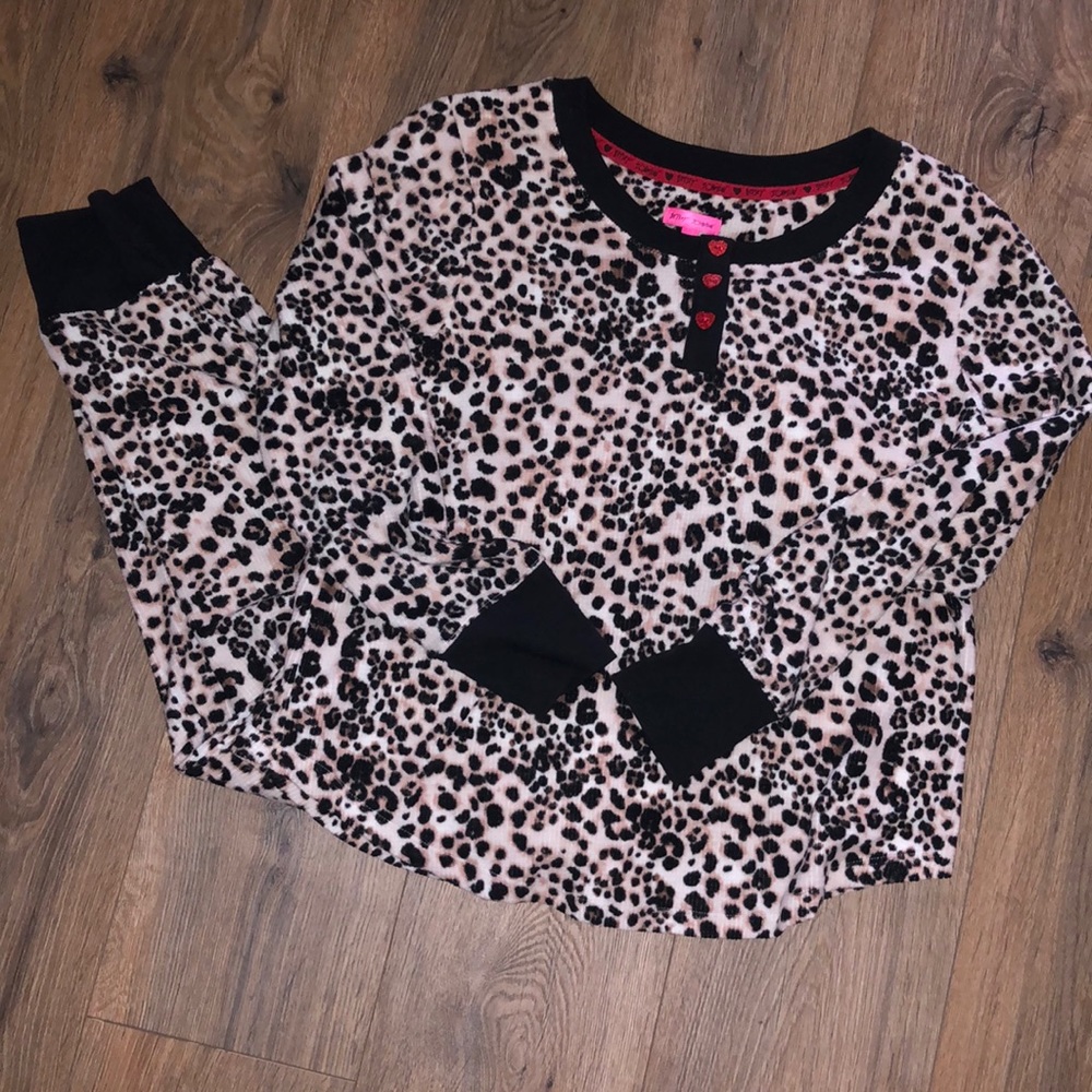 ♥️BetsyJohnsonPJs Jogger PAJAMAS COZY ANIMAL Lightweight SOFT Fleece EUC